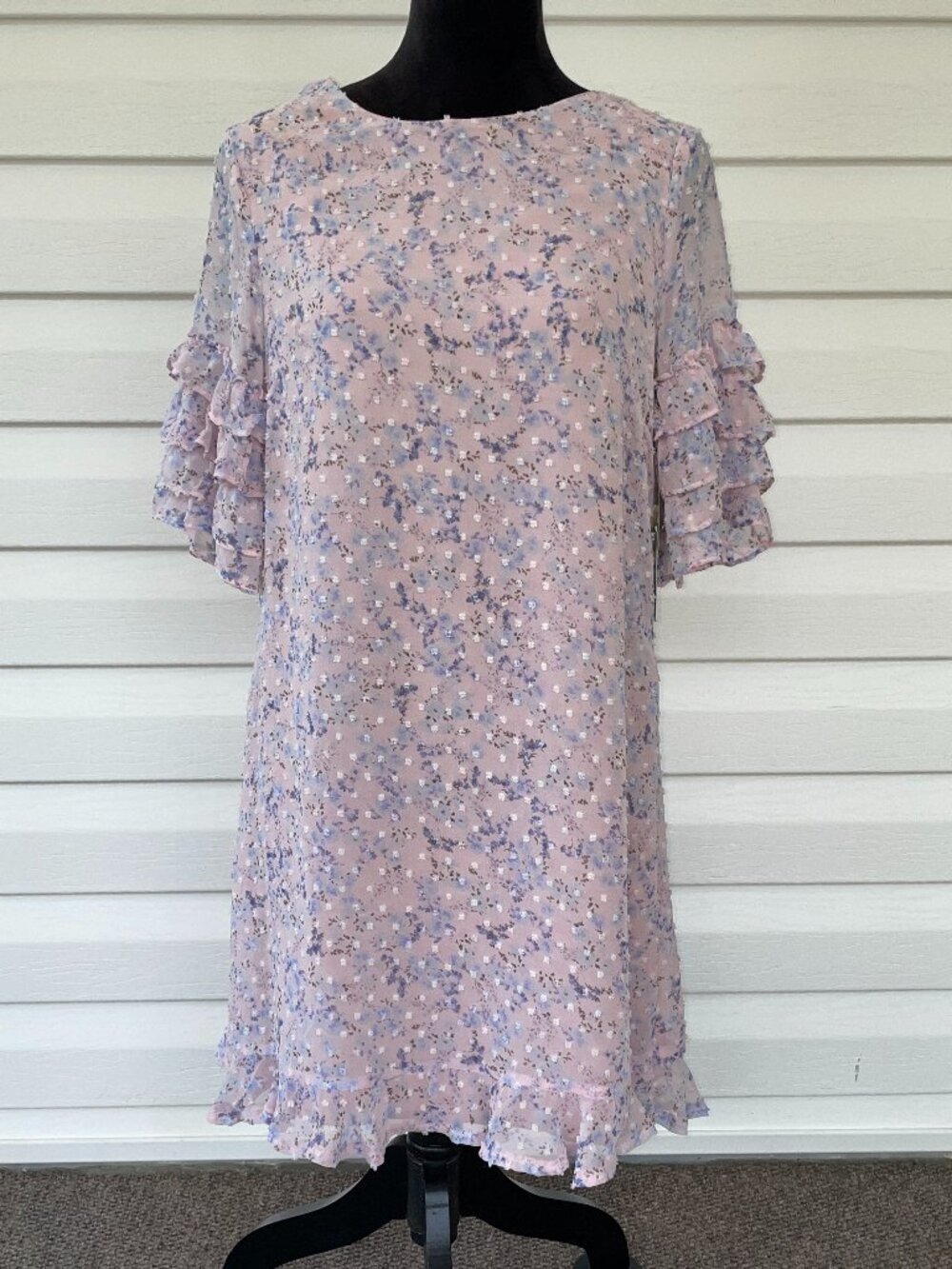 NWT CeCe Tiered Ruffle Sleeve Whispering Blossoms Dress 8